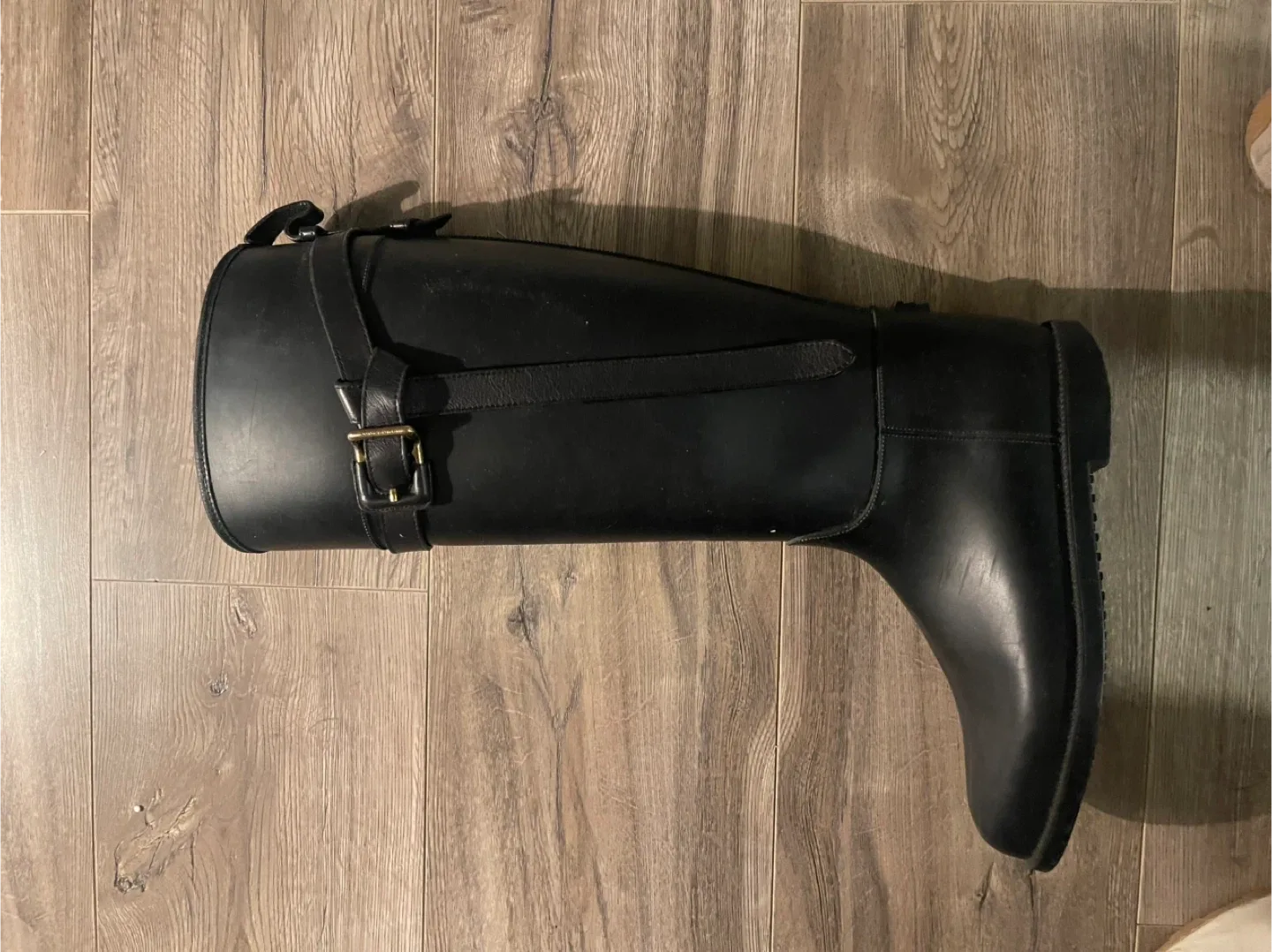 Black Burberry rain boots