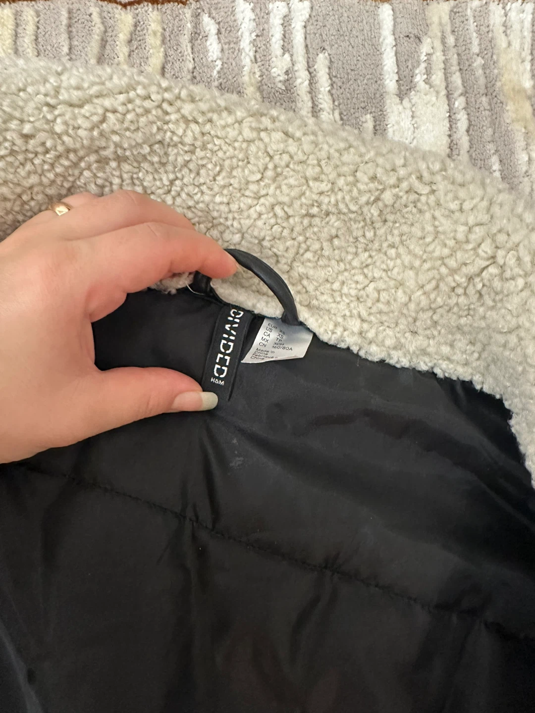 H&M Divided Black Faux Leather Aviator Jacket - photo 3