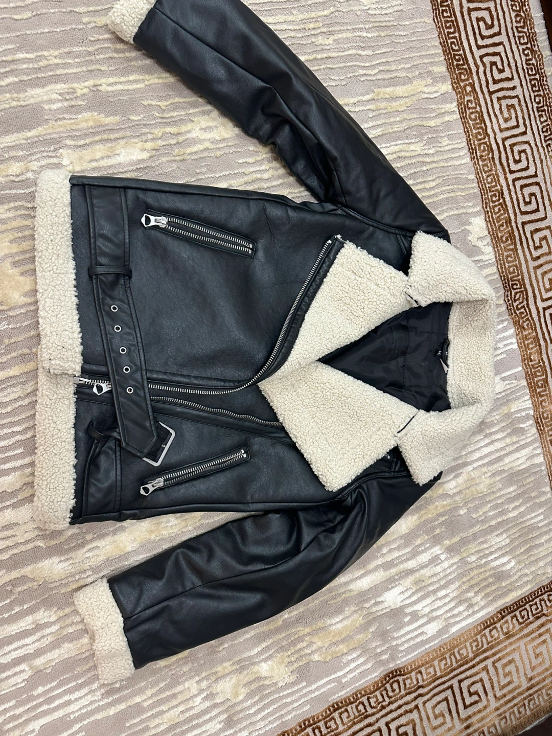 H&M Divided Black Faux Leather Aviator Jacket - photo 2