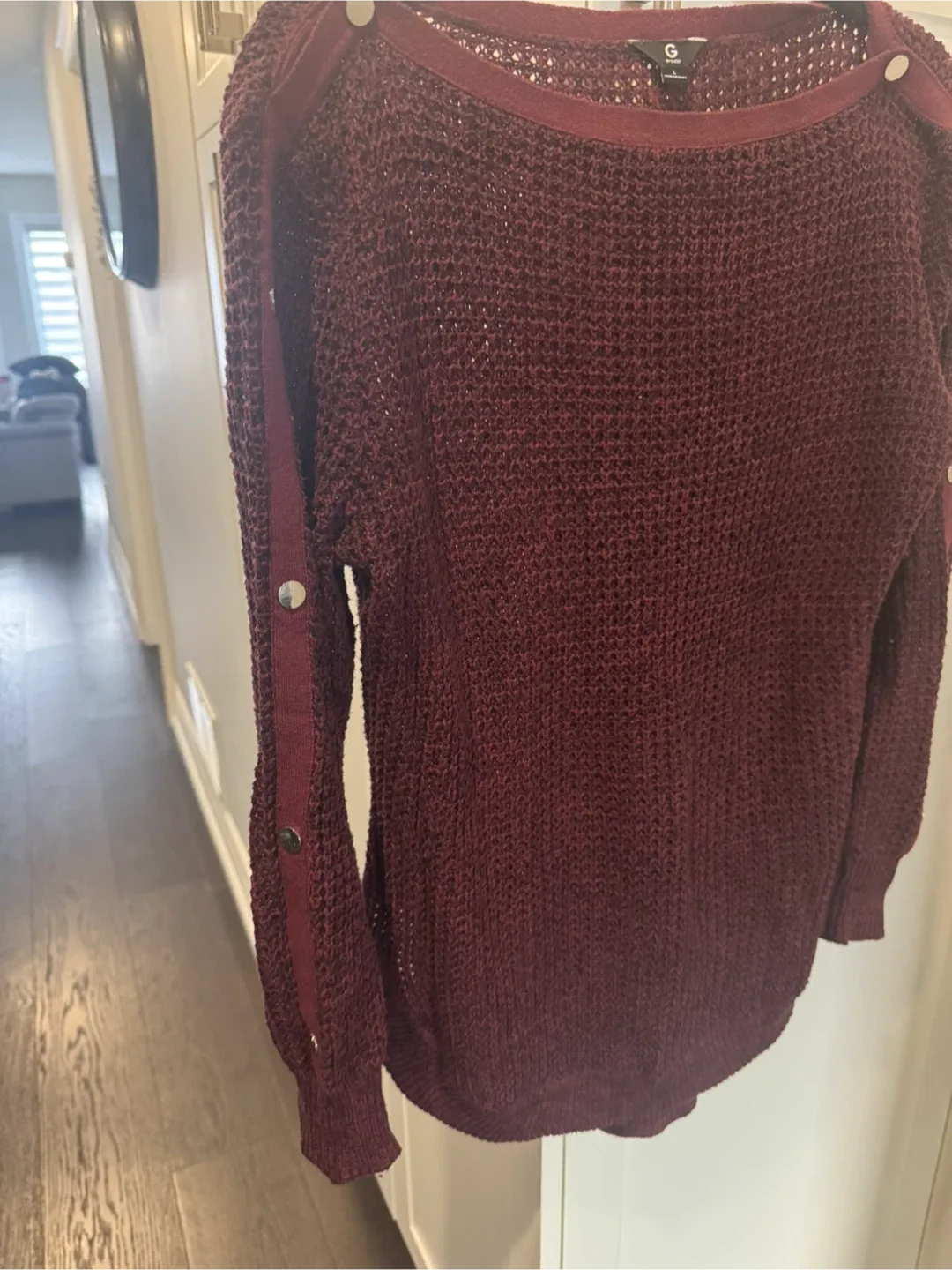 Guess Burgundy Knit Sweater - Size L image indicator(4)