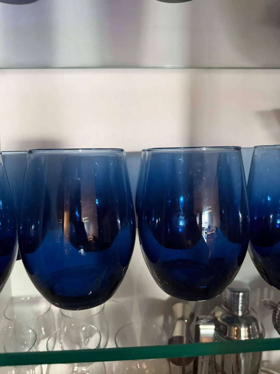 Blue Stemless Wine Glasses