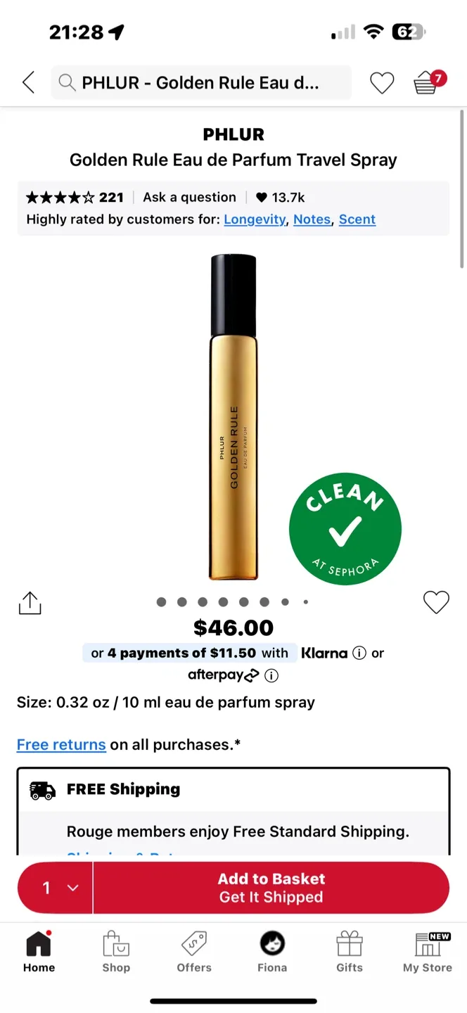 PHLUR Golden Rule Eau de Parfum Travel Spray 10ml