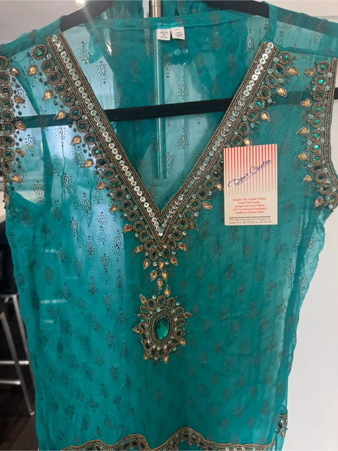 Teal Embellished Top - Small - medium