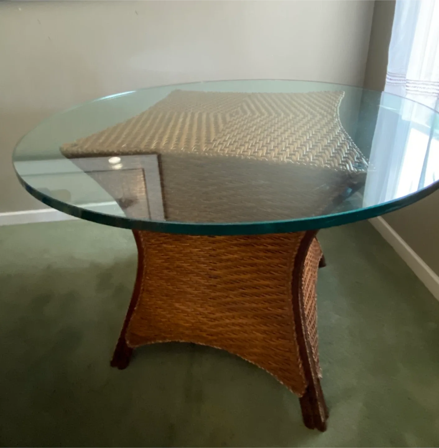 Glass Top Wicker Side Table image indicator(2)