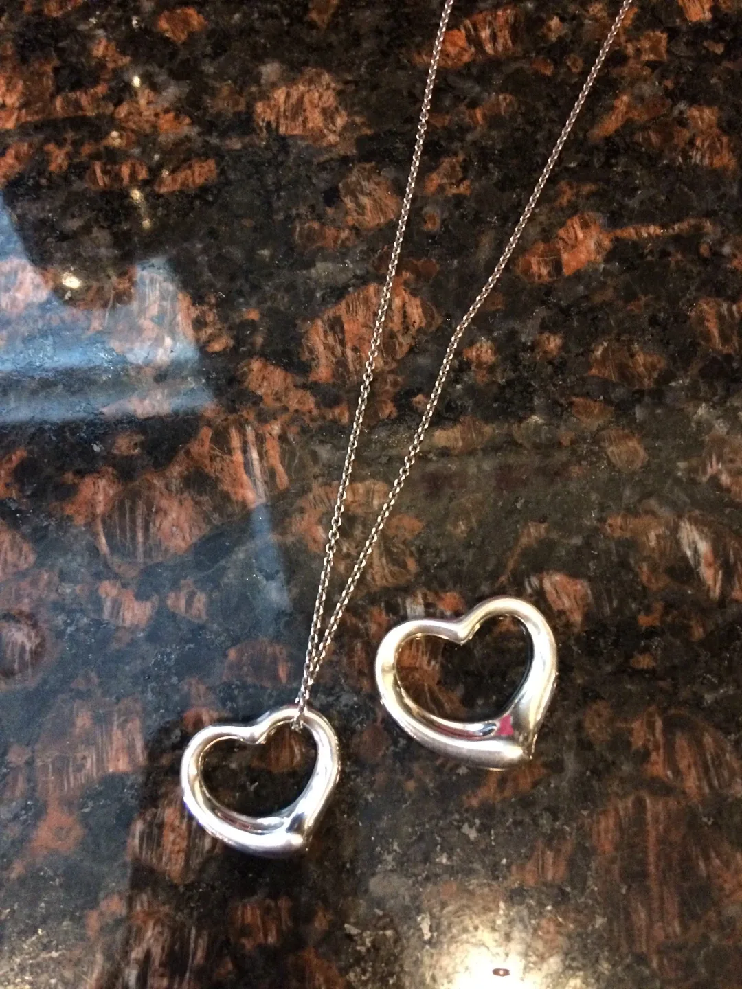 *** Tiffany&Co. Open Heart necklace with 2 pendant top ****