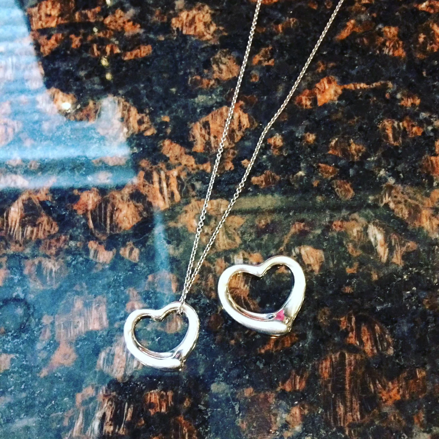 *** Tiffany&Co. Open Heart necklace with 2 pendant top **** image indicator(2)