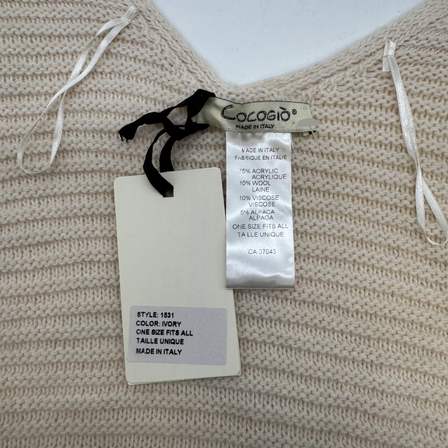 Cocogió Made in Italy Ivory Knit – One Size New With Tags - photo 5
