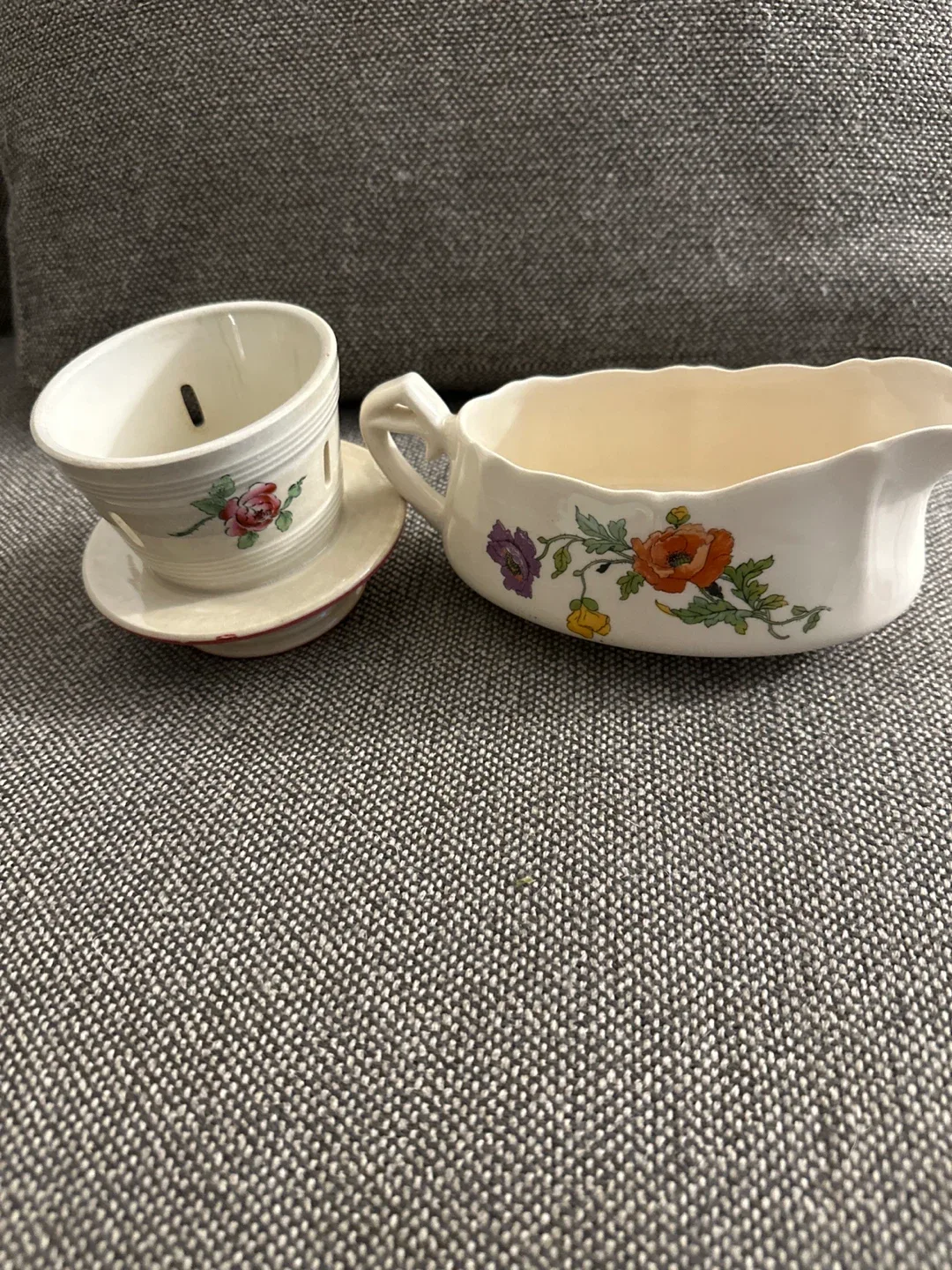 Vintage Gravy Boat and Butter Dish Set