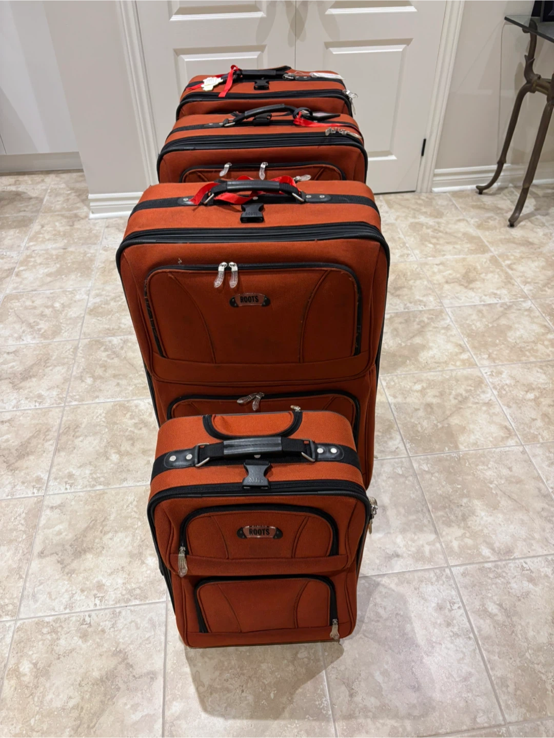 Set of 4 ~ Orange Roots Luggage - photo 3