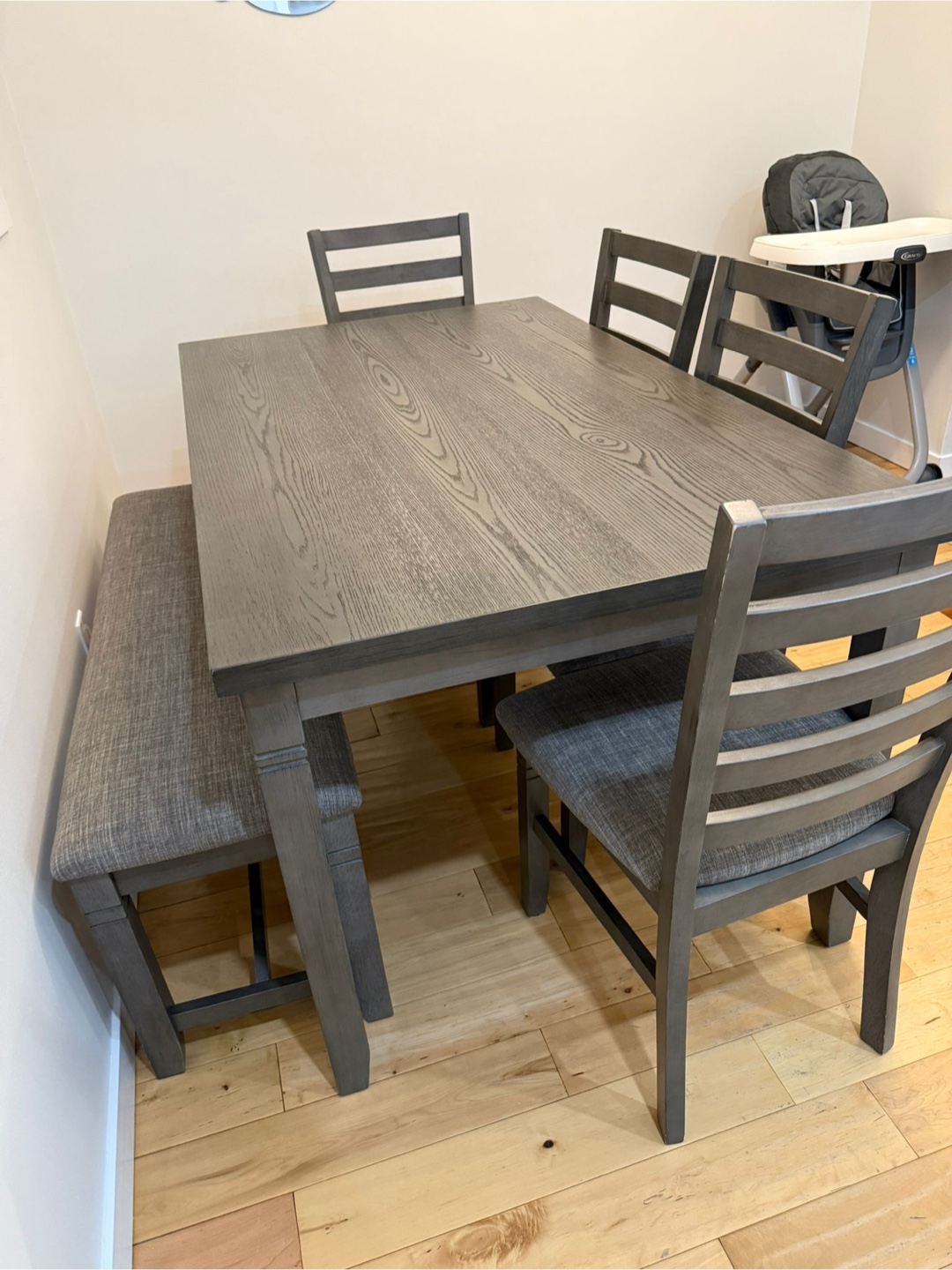 Dining Table Set with 4 Chairs & Bench - photo 2