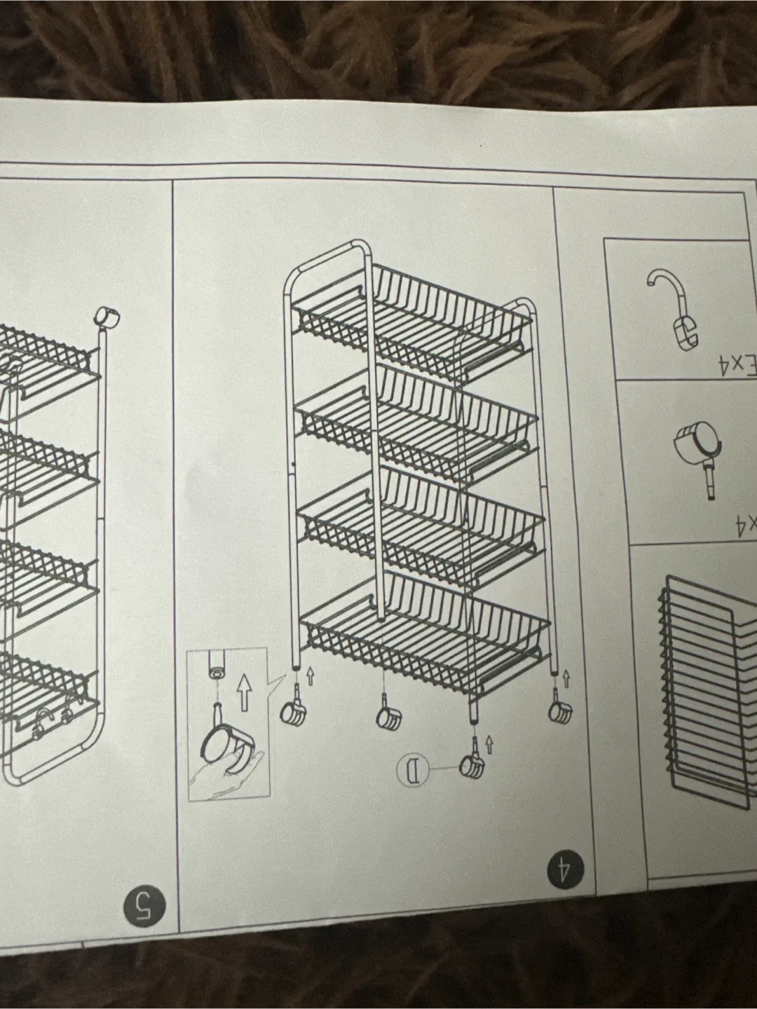 Pink Rolling Storage Cart - 4 Tier-New in box
