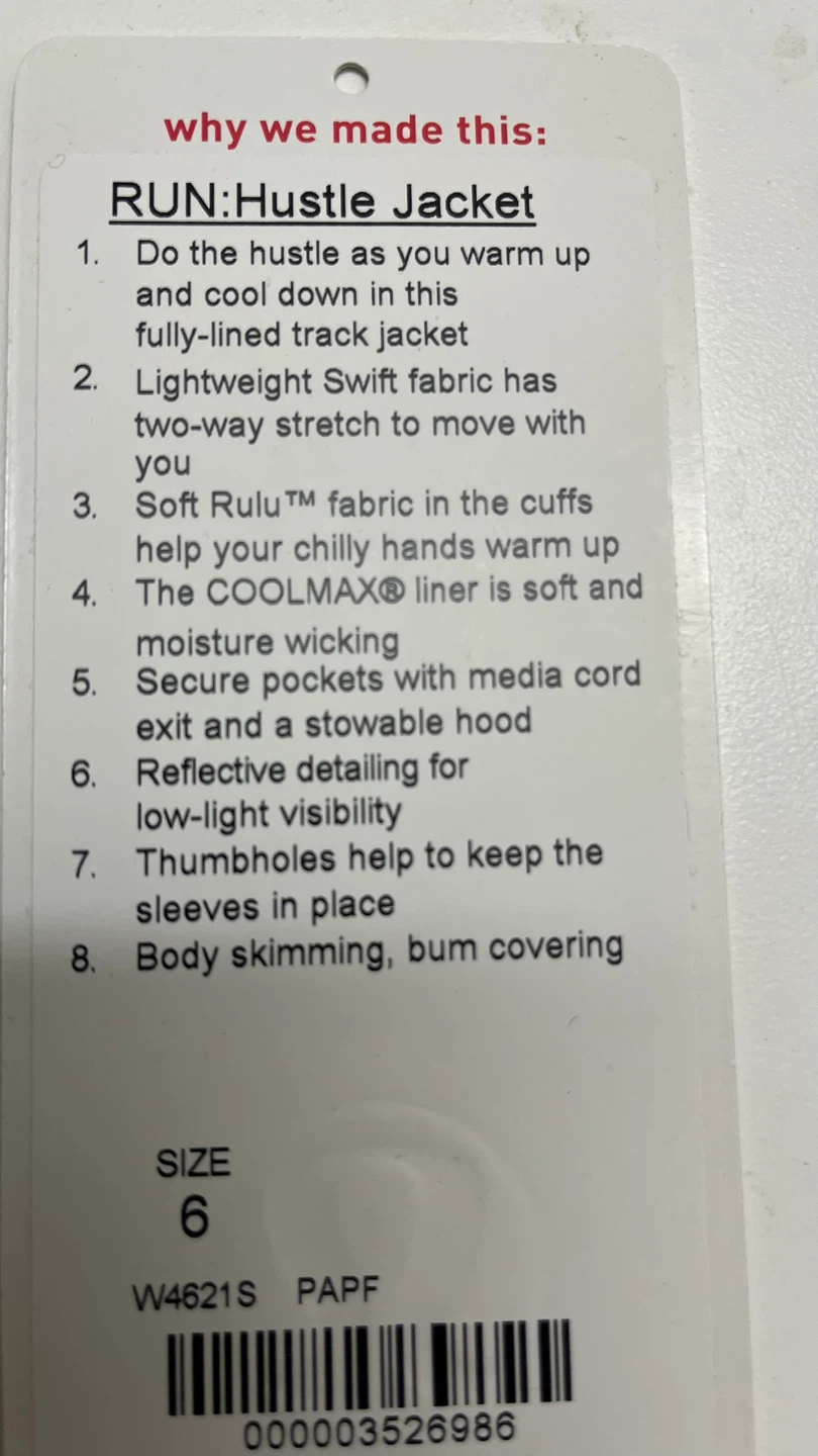 Lululemon Run: Hustle Jacket - Size 6 - photo 4