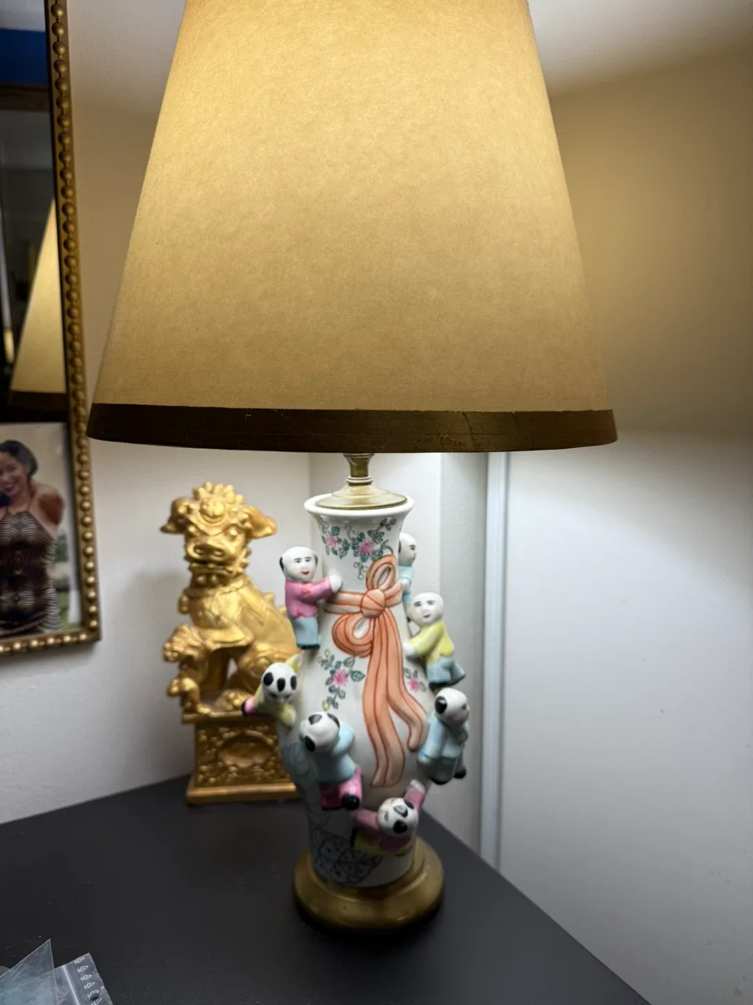 Vintage Porcelain Lamps with Children Design