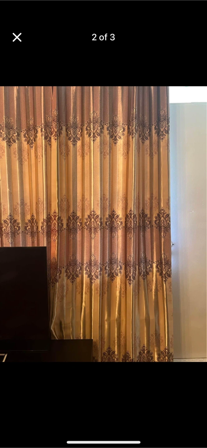 6 Elegant Gold & Brown Patterned Curtains - photo 2
