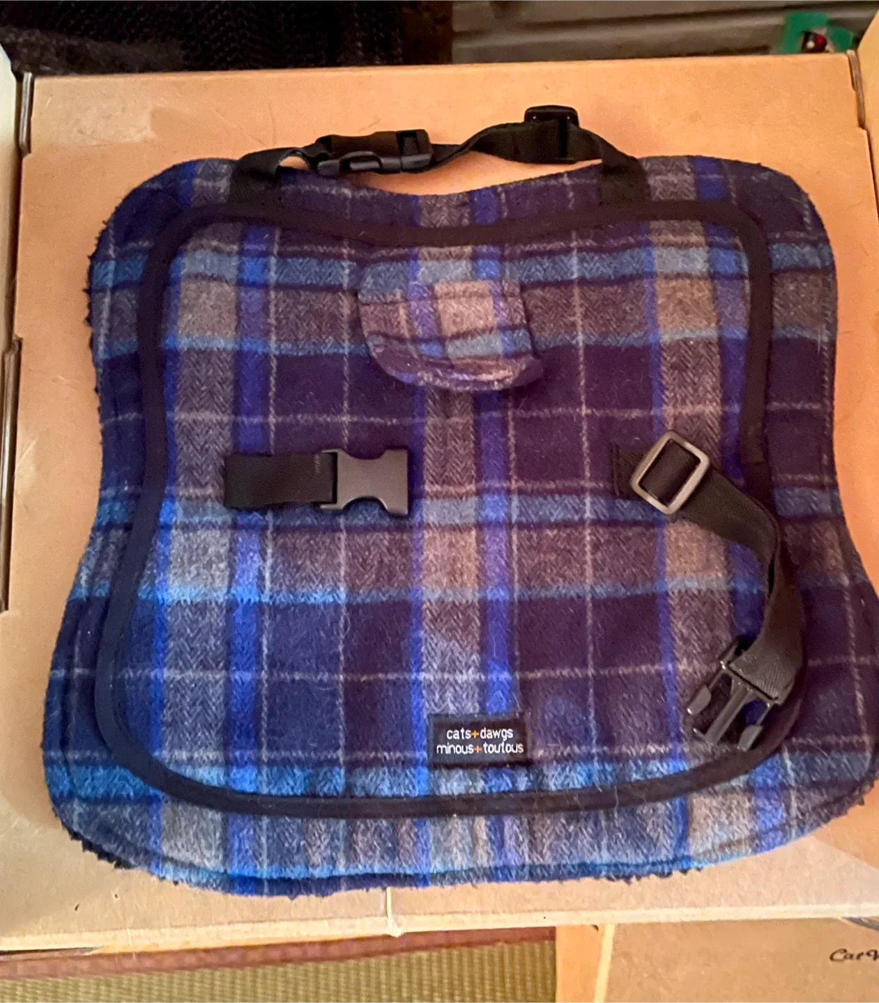 Cats & Dawgs small plaid fleece coat