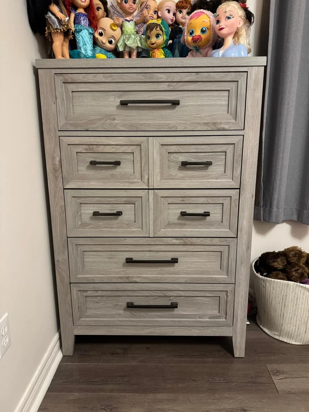 Grey Wood Nightstand & Dresser Set