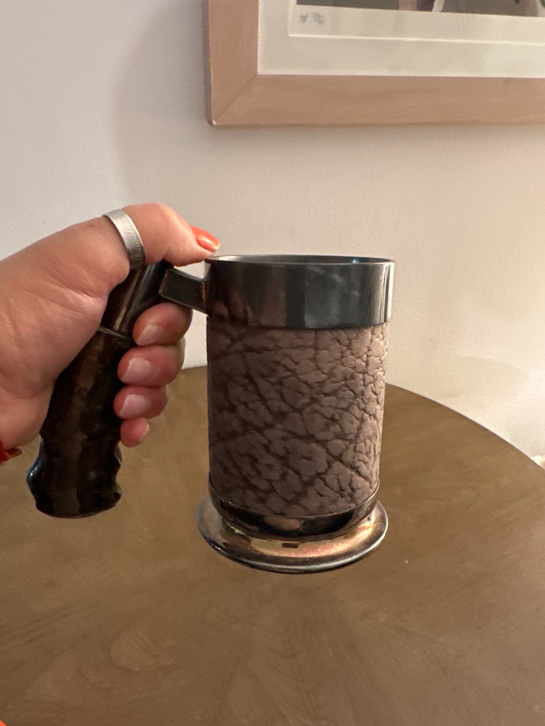 Vintage Silver Plated Mug with Wood Handle - photo 3