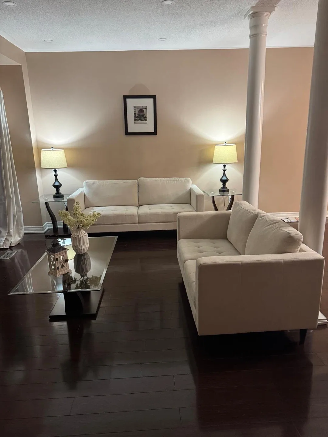 Beige Sofa and Loveseat Set