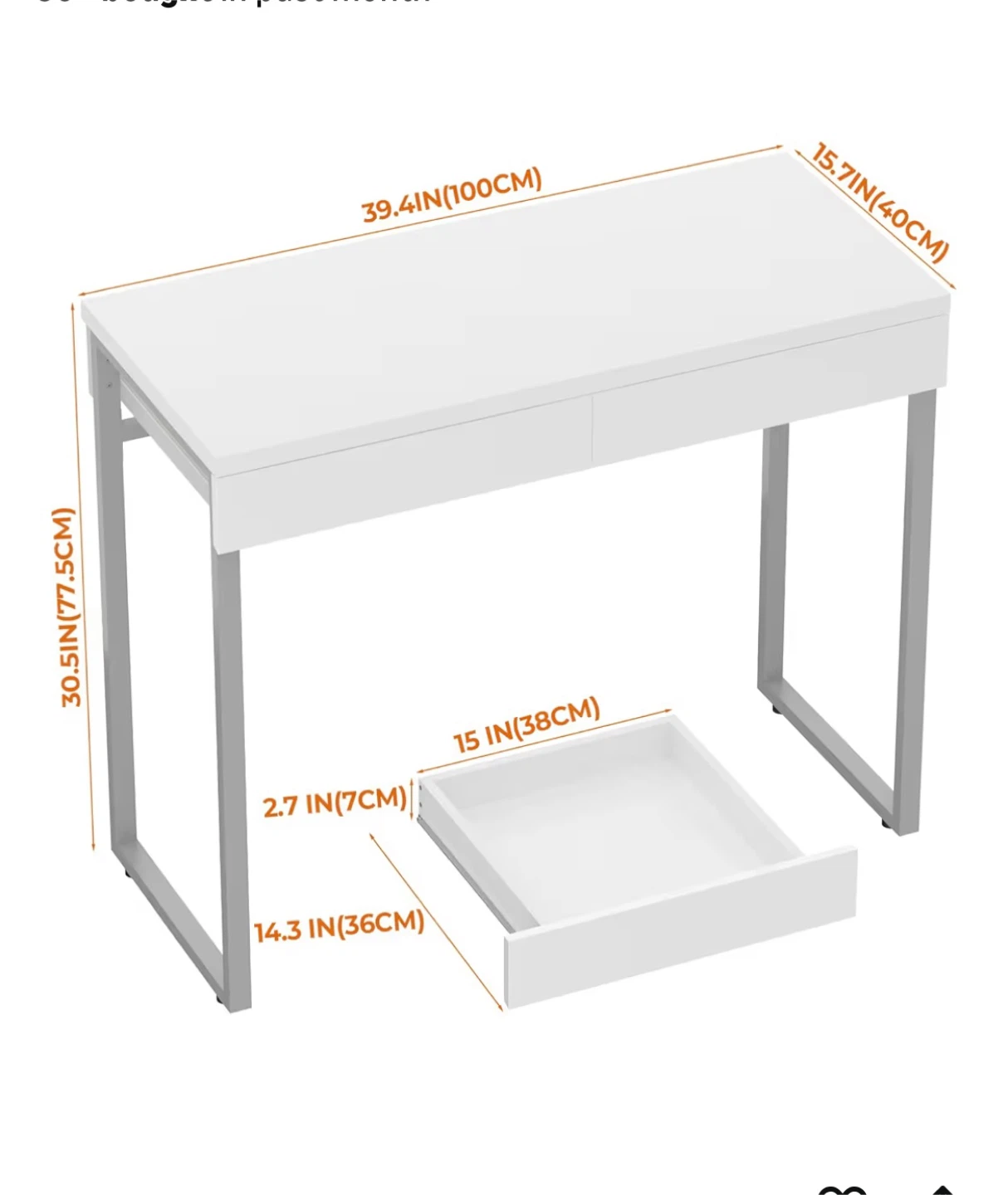 White Desk with Drawers - photo 2