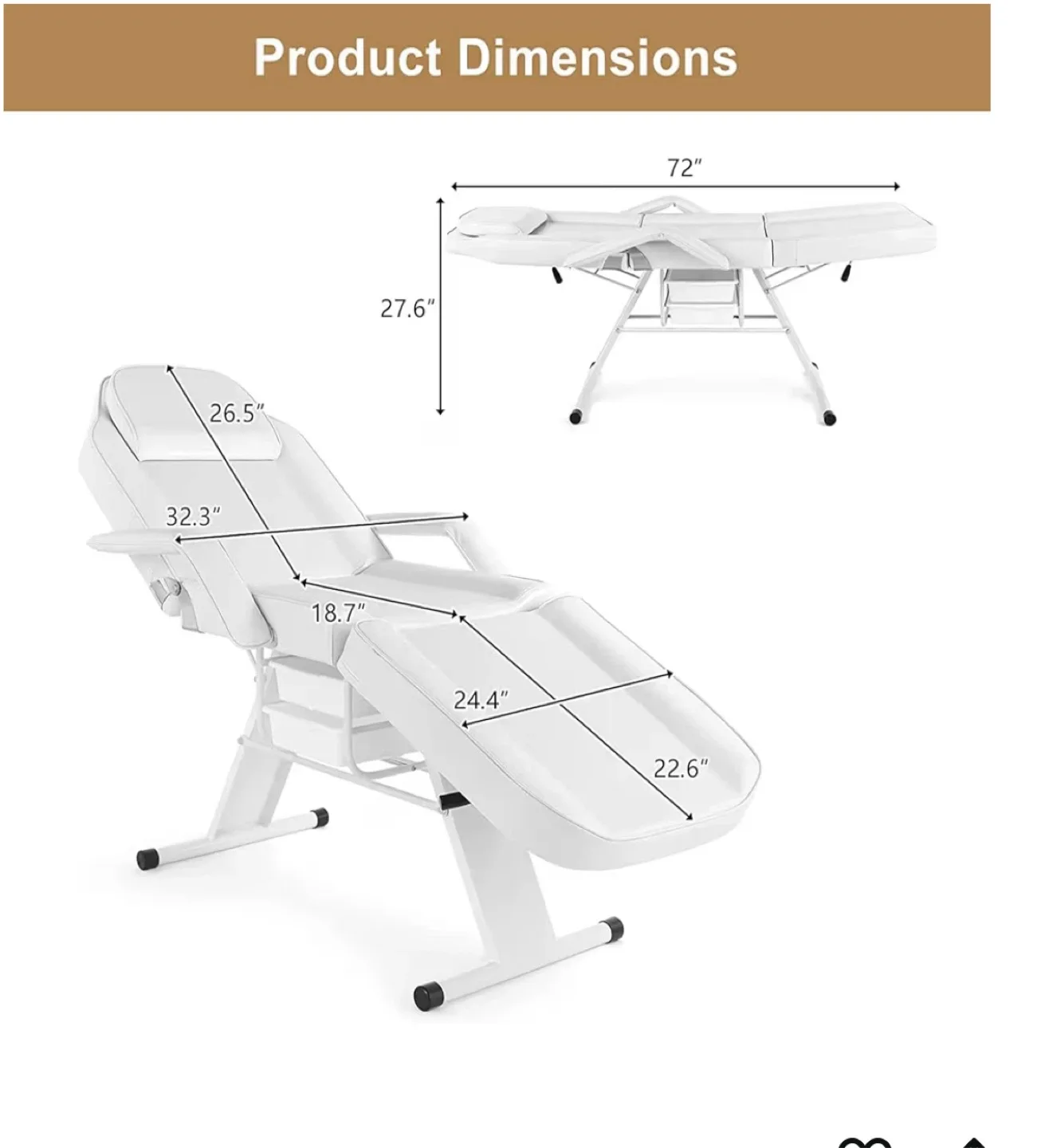 White Esthetician Bed/Chair image indicator(3)