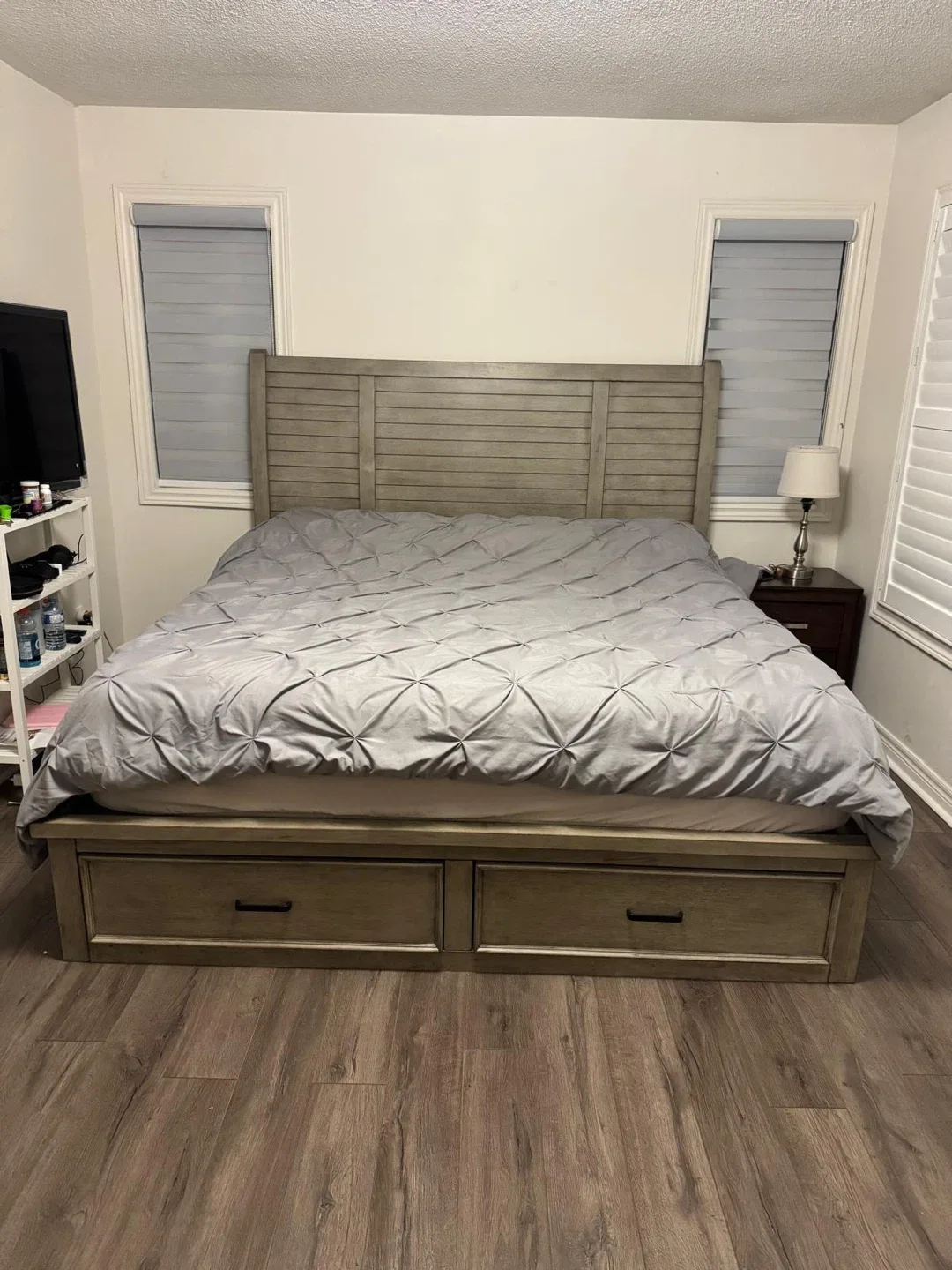 King Size Bed Frame with Storage and mattress