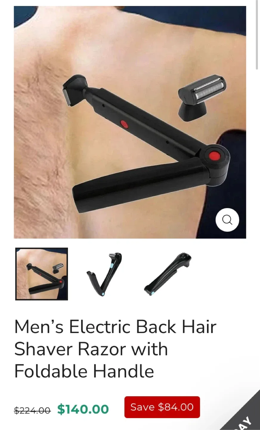 Electric Back Hair Shaver w/ Foldable Handle image indicator(3)