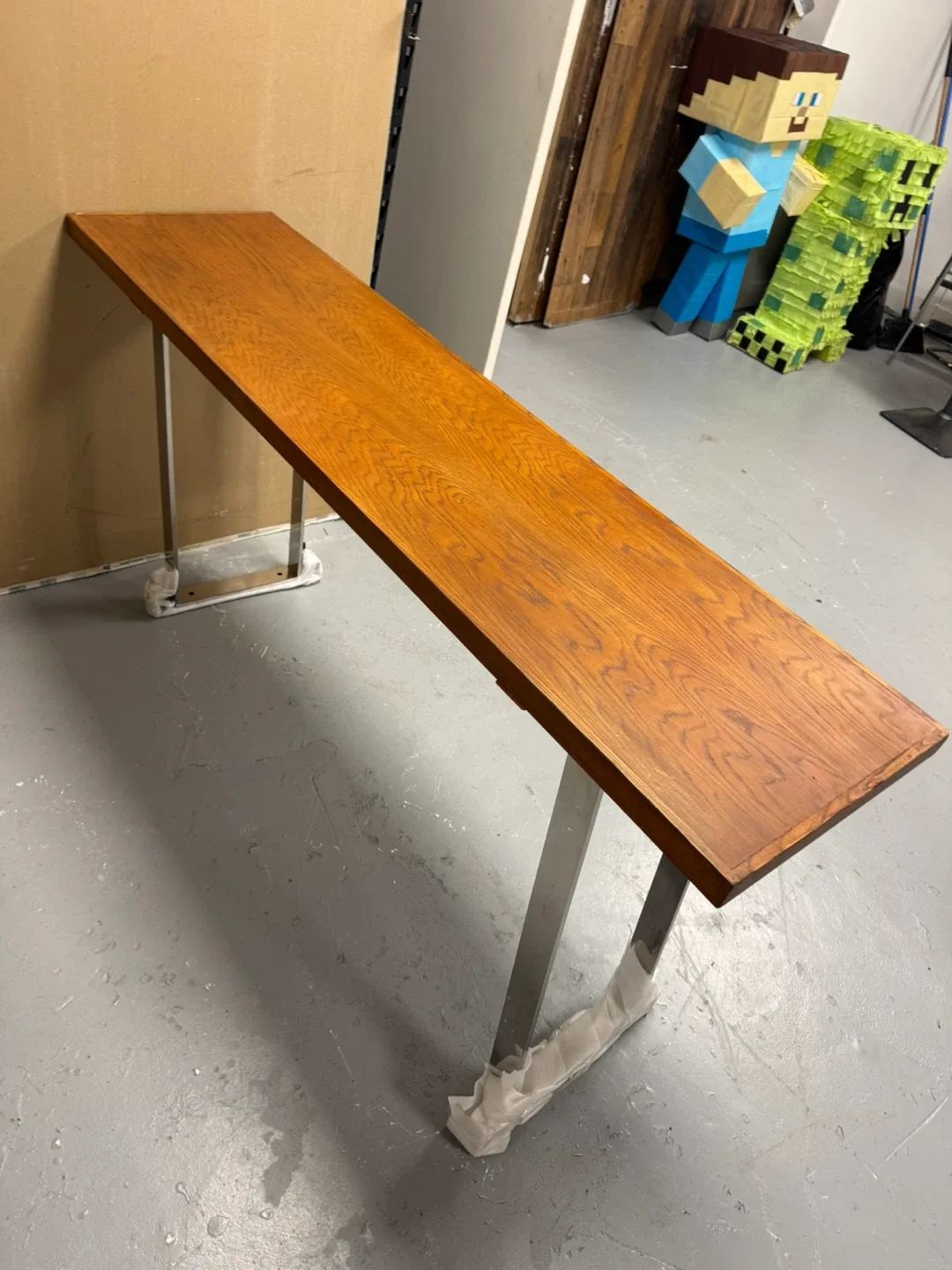 Wooden Bench with Metal Legs
