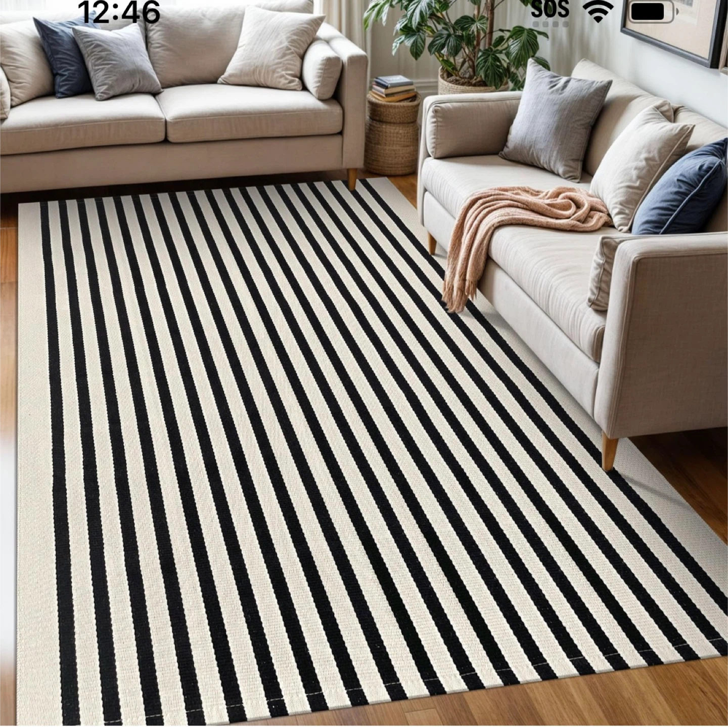 Black & White Striped Area Rug - photo 2
