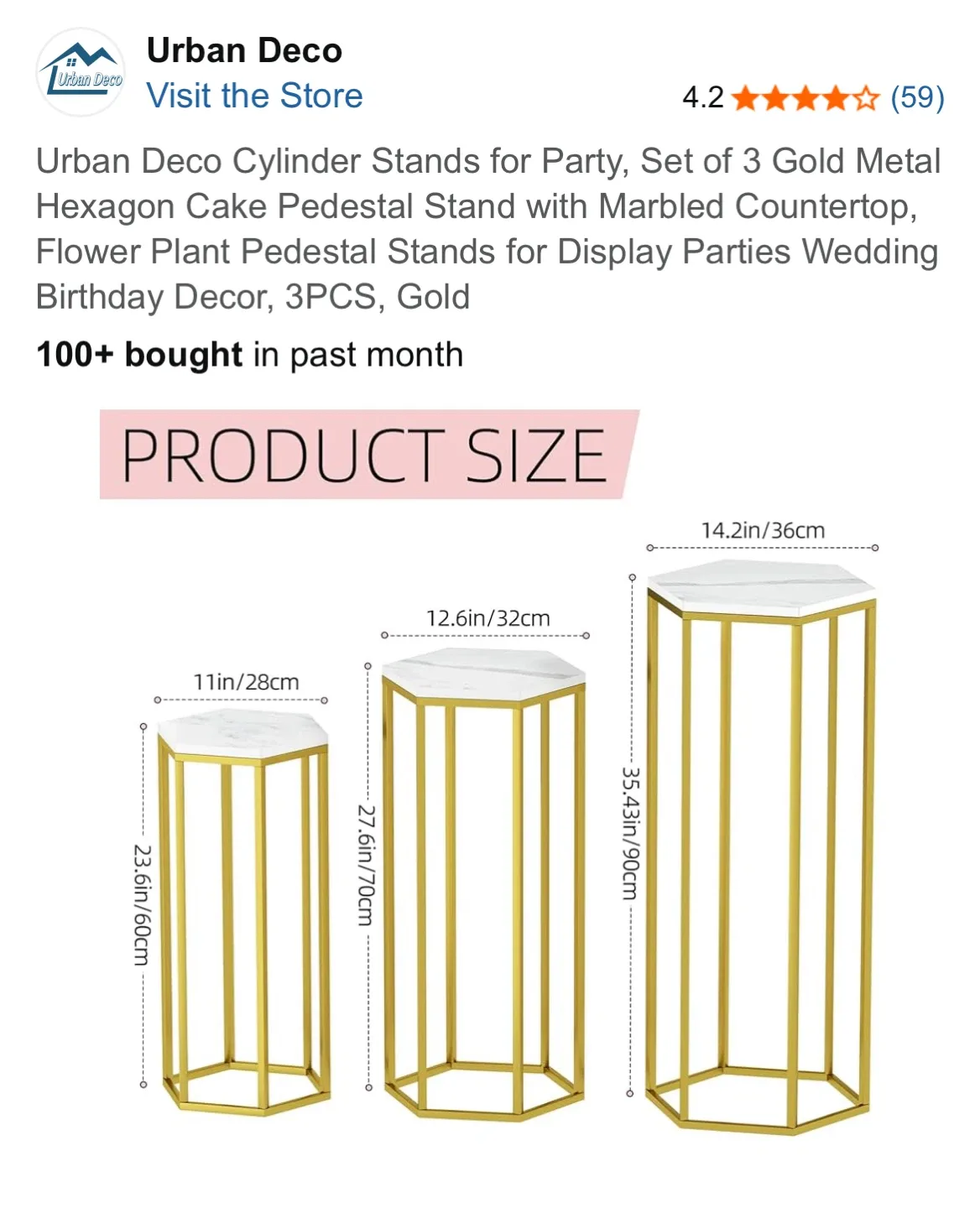 Urban Deco Gold Cylinder Stands (Set of 3) image indicator(2)