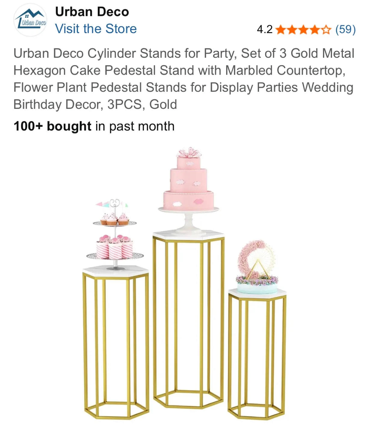 Urban Deco Gold Cylinder Stands (Set of 3)