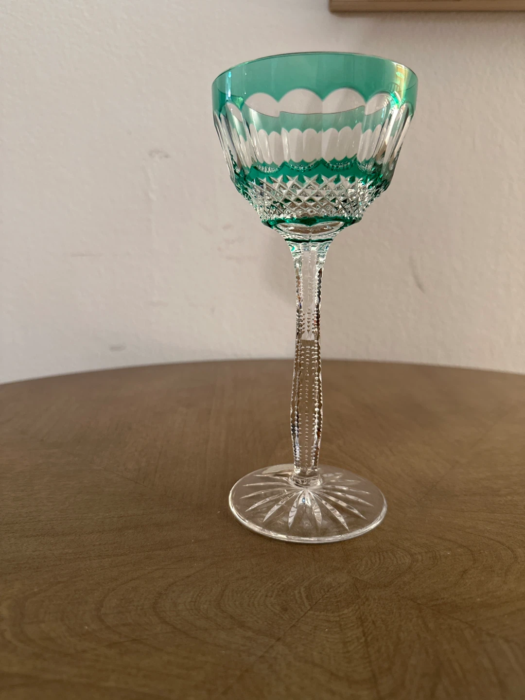 Green Rimmed Crystal Wine Glass