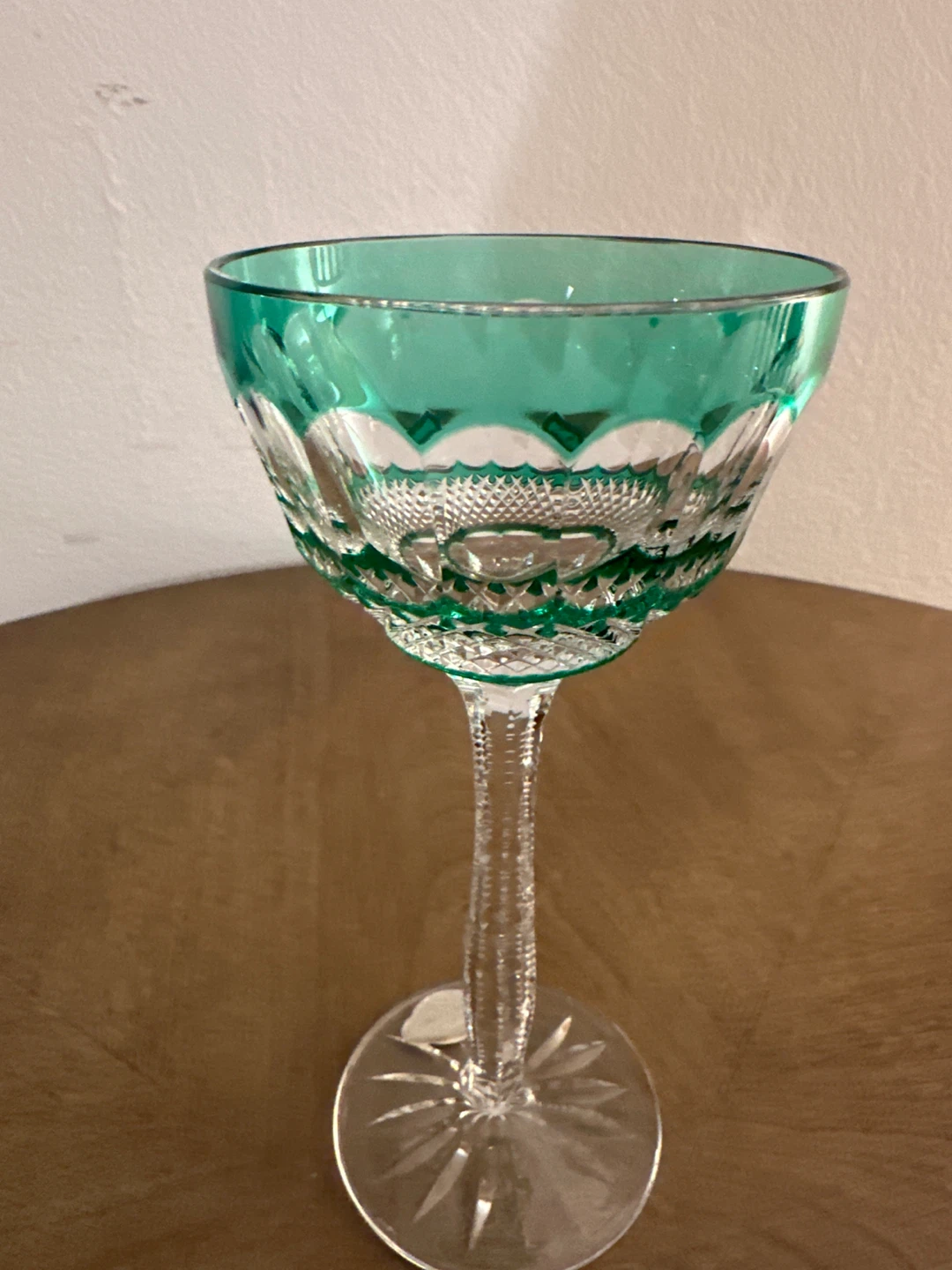 Green Rimmed Crystal Wine Glass - photo 2