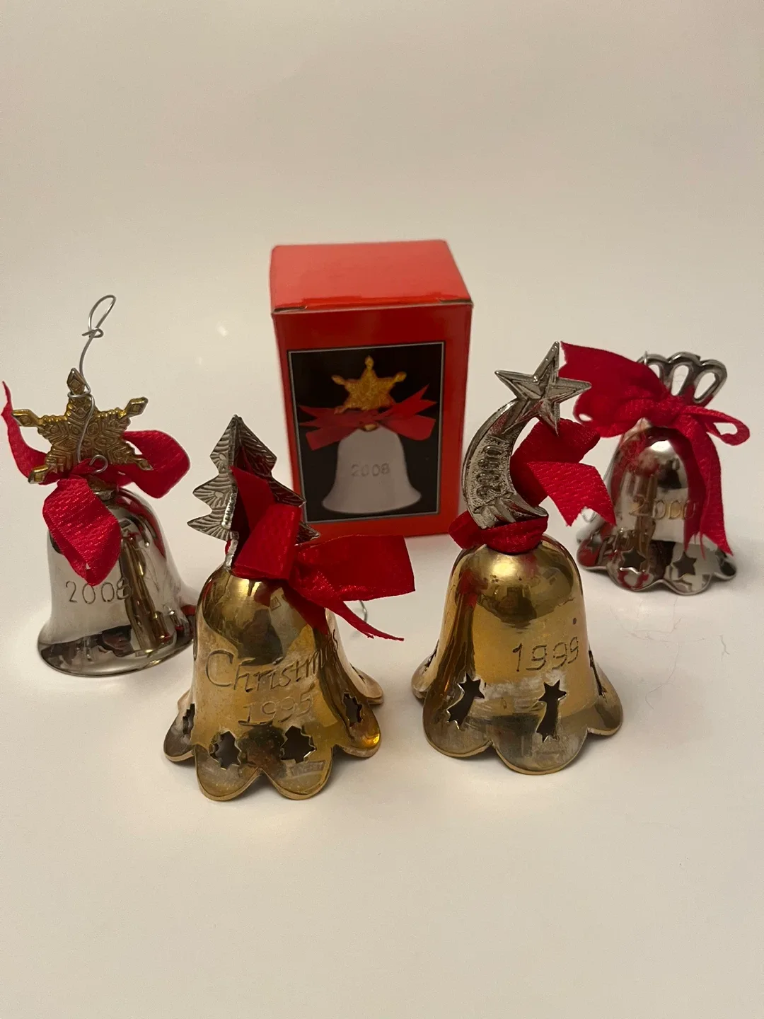 Vintage Christmas Bell Ornaments - Set of 4