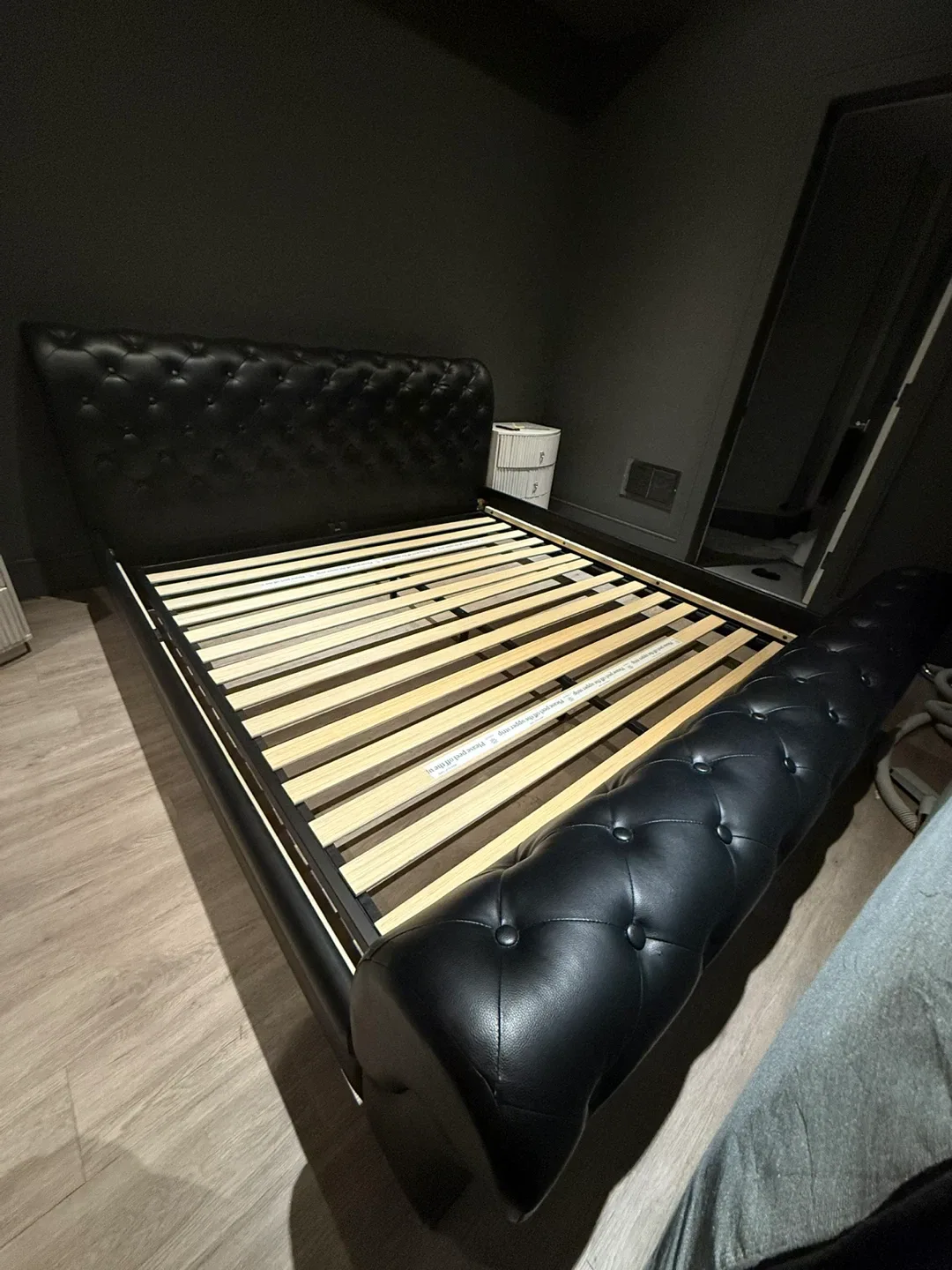 Black Tufted Upholstered Platform King Bed Frame