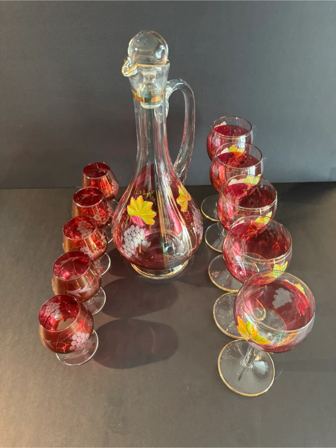 Vintage Wine Decanter Set with 10 Glasses