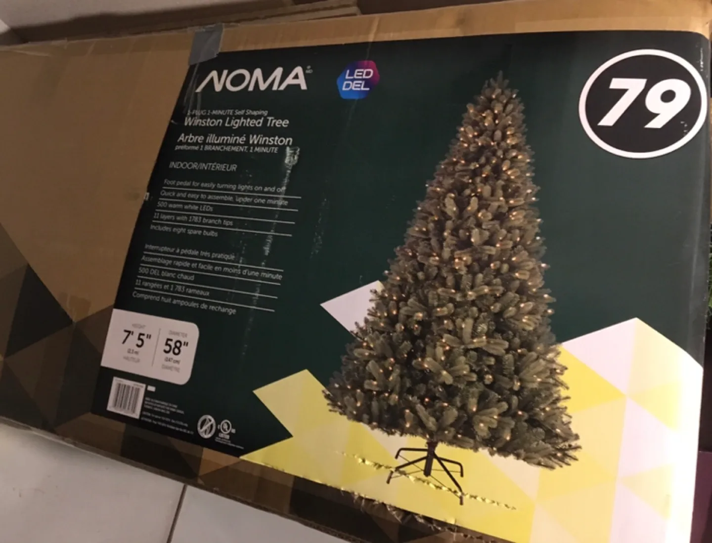 NOMA Winston 7'5" Pre-Lit Artificial Christmas Tree image indicator(2)