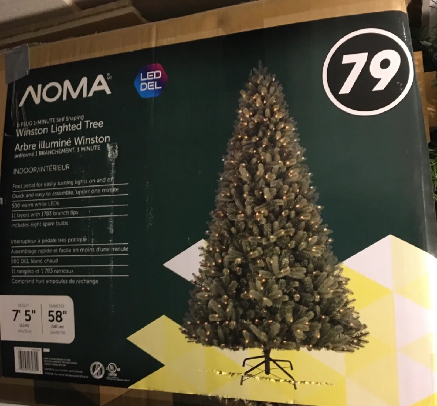 NOMA Winston 7'5" Pre-Lit Artificial Christmas Tree