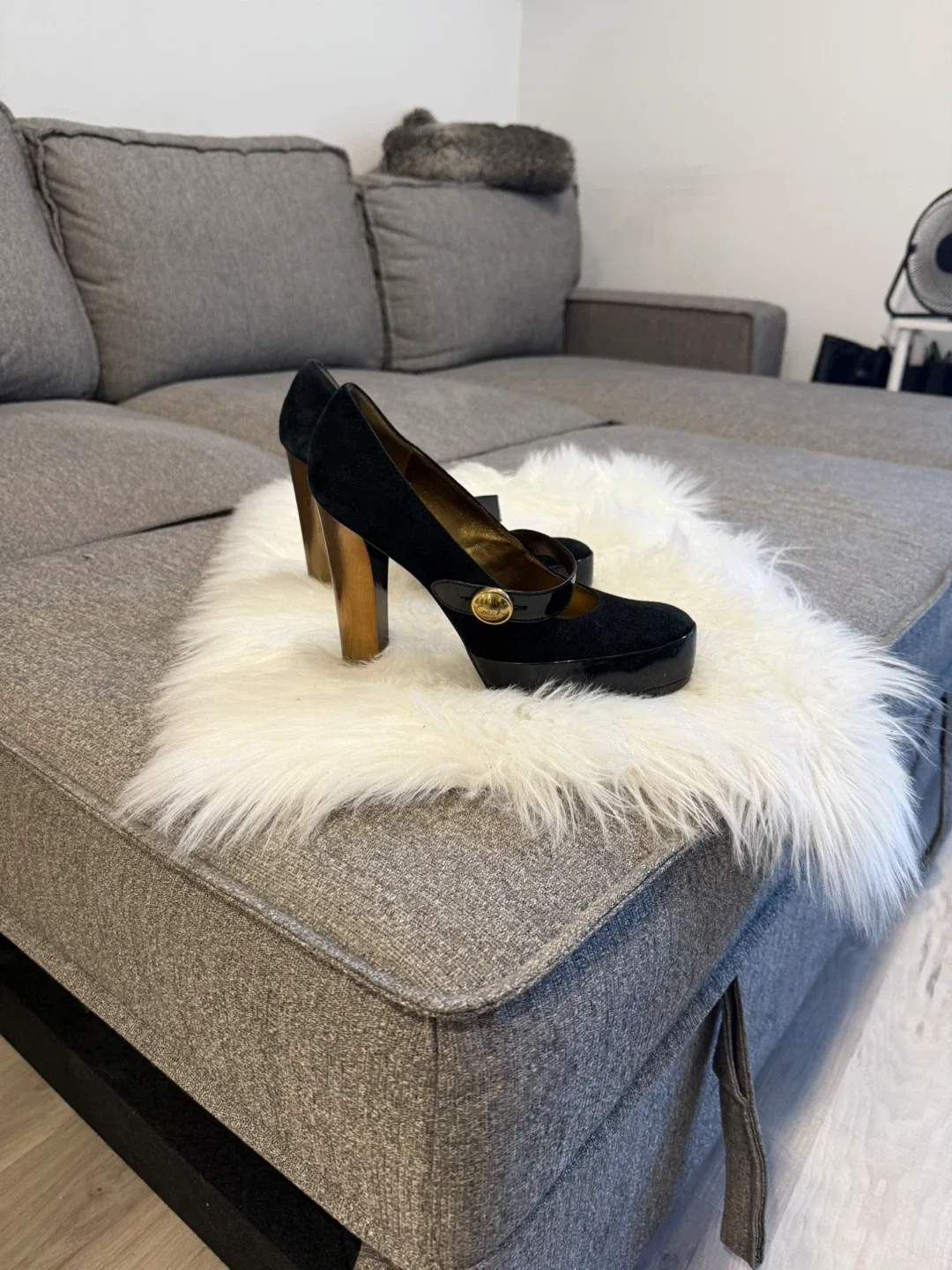 Coach Black Suede Platform Heels Size 9