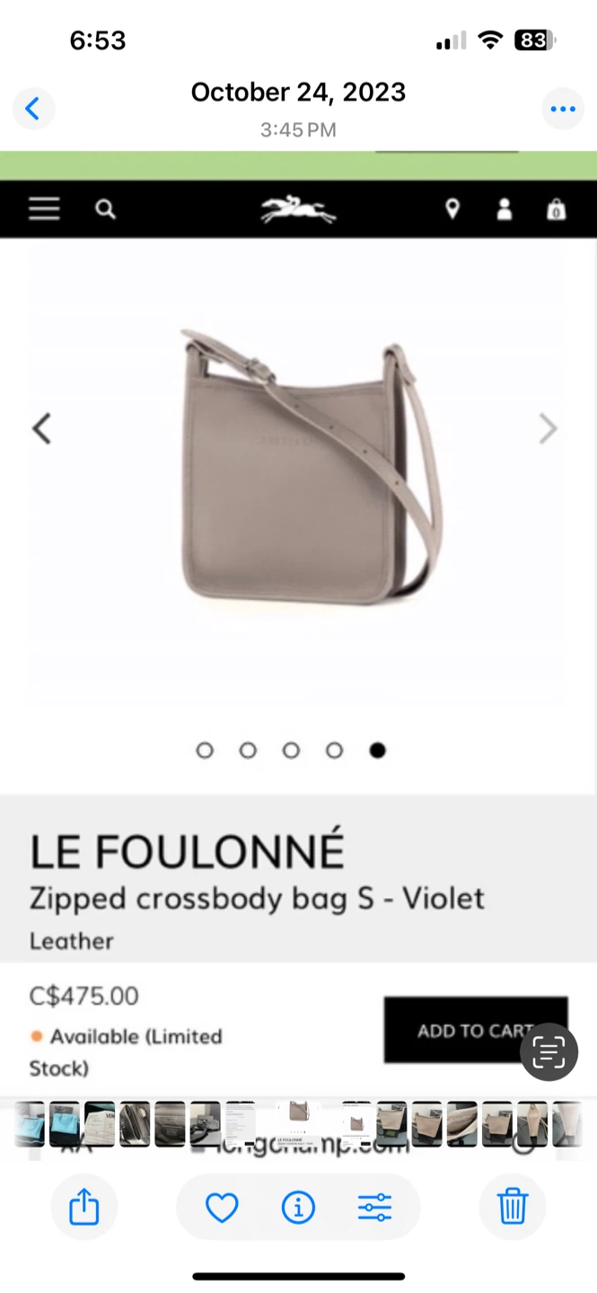 Longchamp Le Foulonné Zipped Crossbody Bag S - Violet