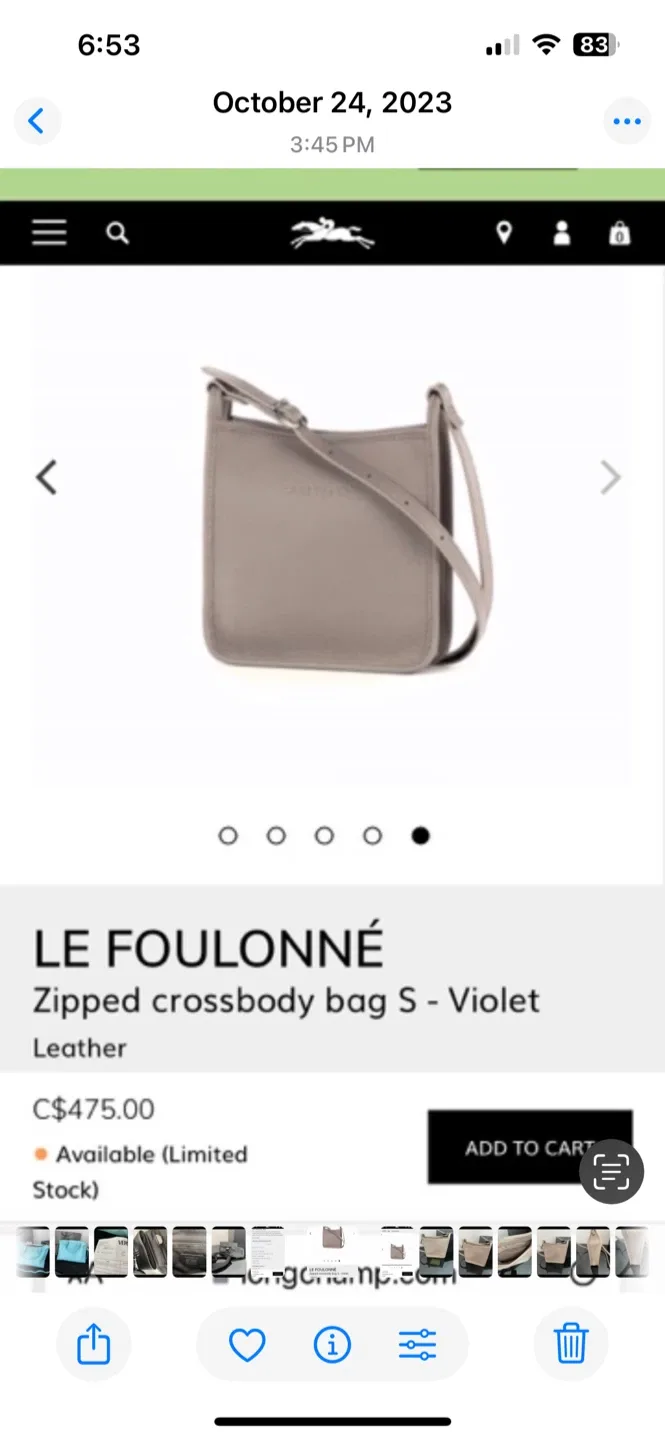 Longchamp Le Foulonné Zipped Crossbody Bag S - Violet