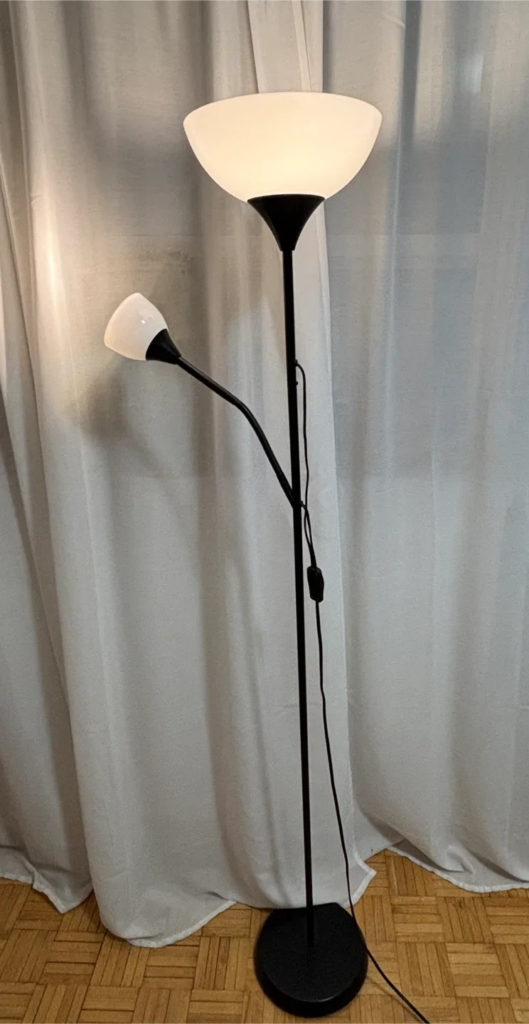 IKEA Black Floor Lamp with Reading Light