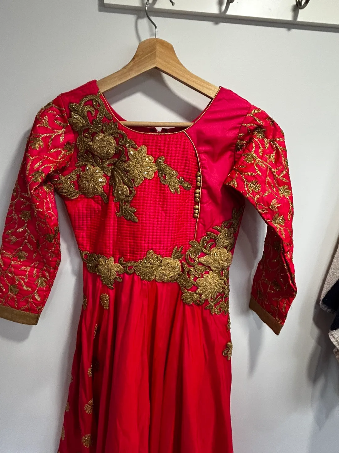 Red & Gold Embroidered Dress - Size 30