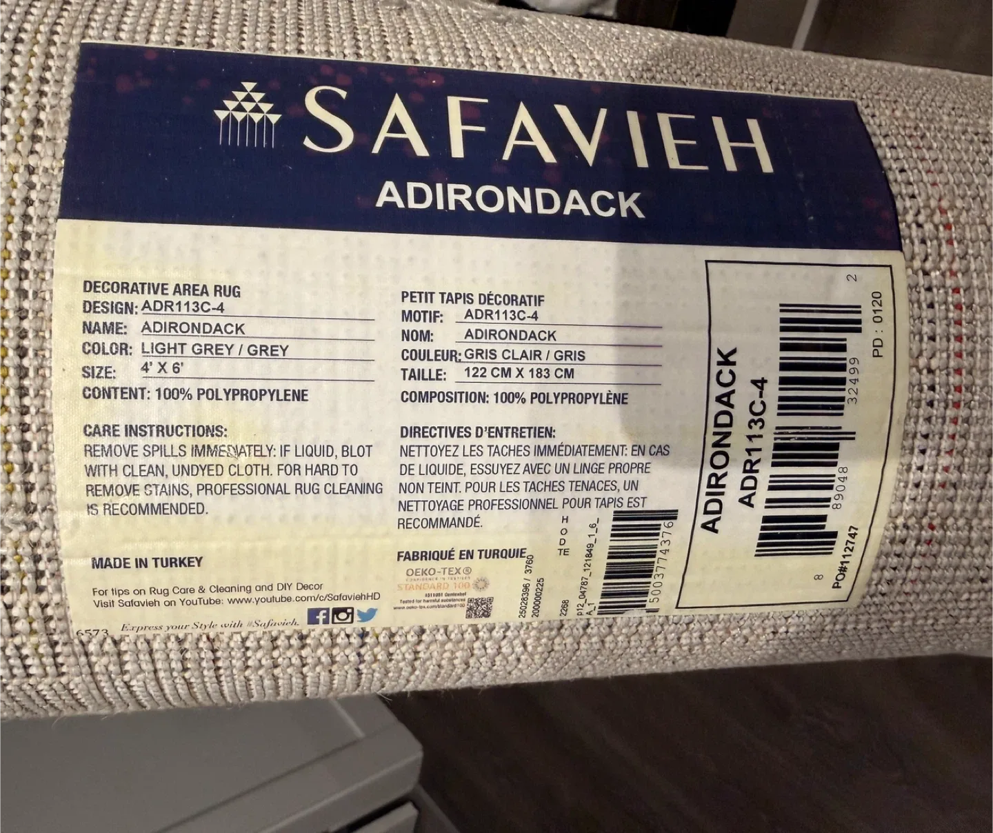 Area Rug, 4' x 6', Light Grey And Cream image indicator(2)