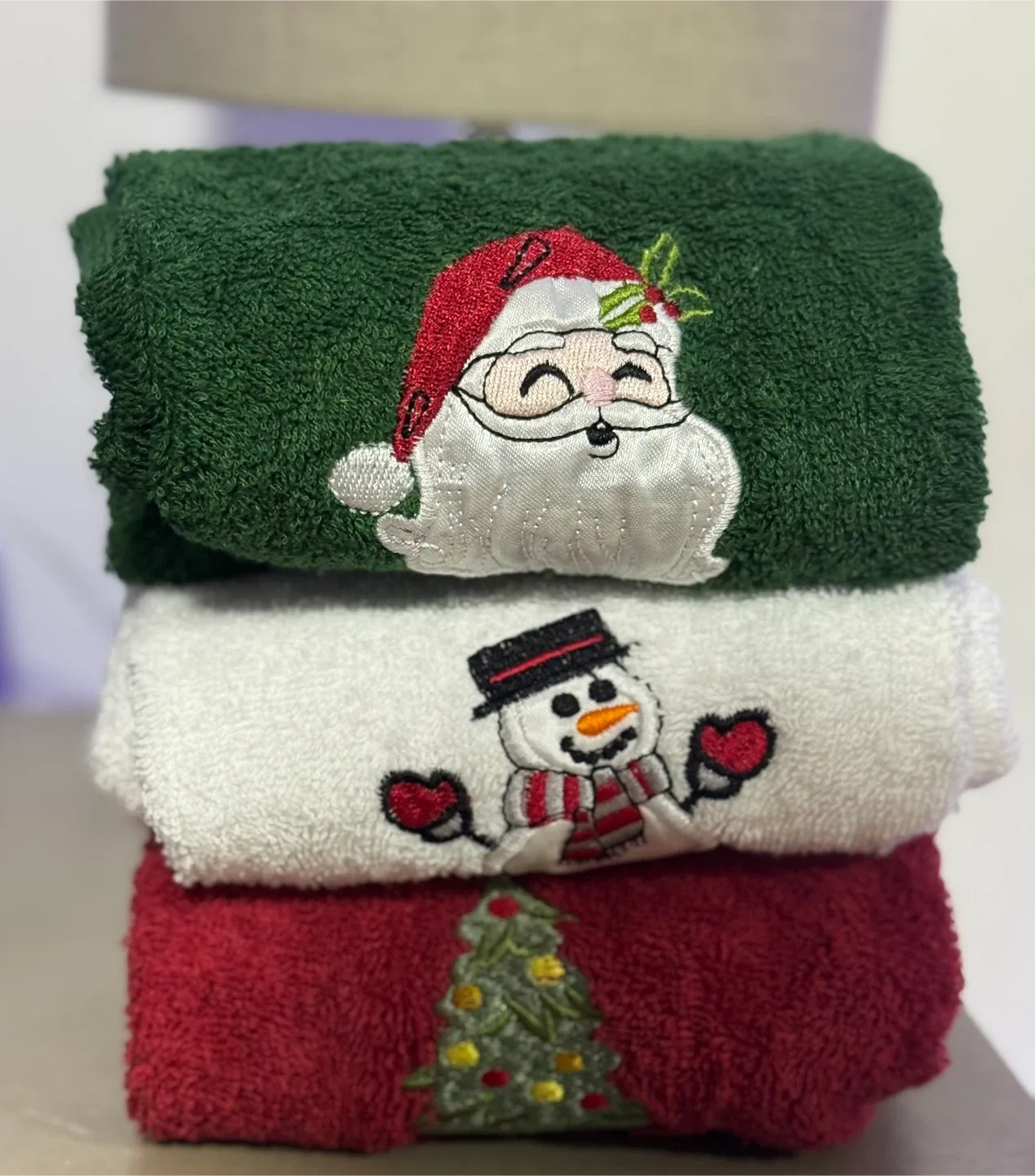 Christmas Embroidered Hand Towel Set - New
