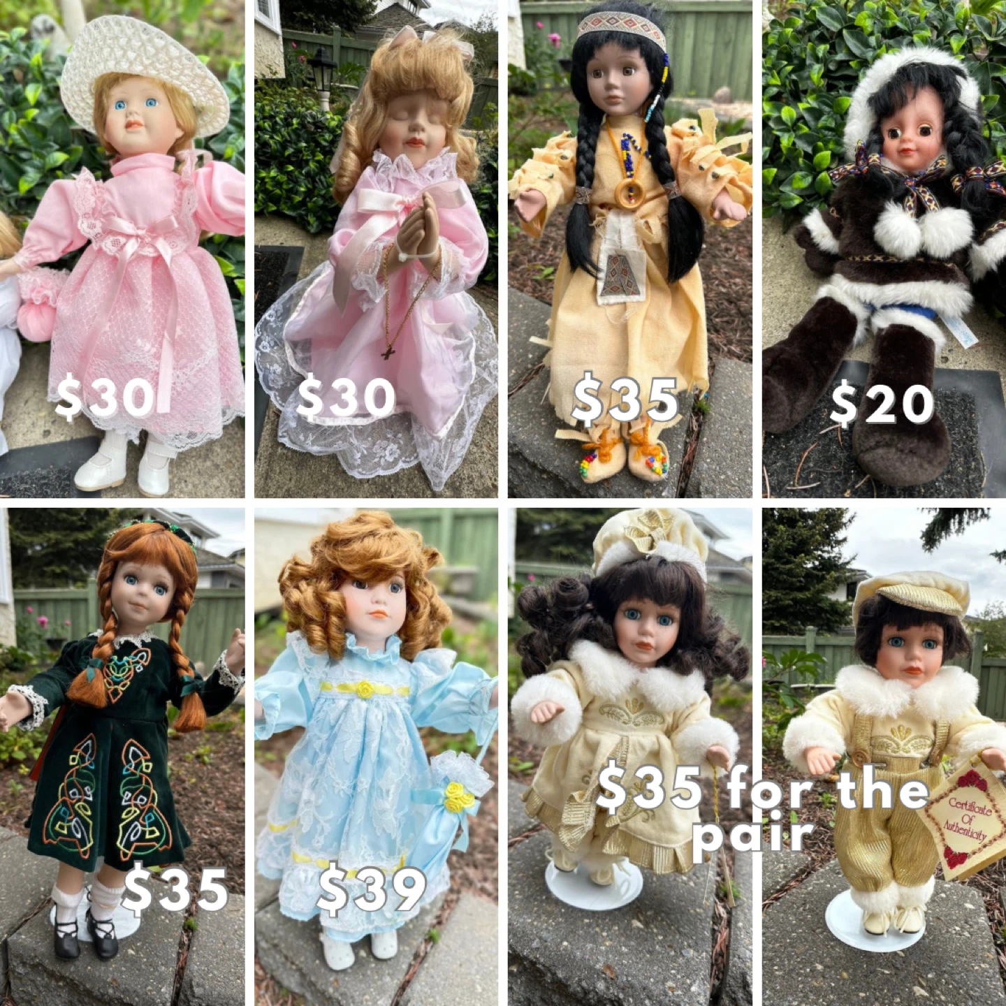 Vintage Porcelain Dolls - Variety of Styles & Prices
