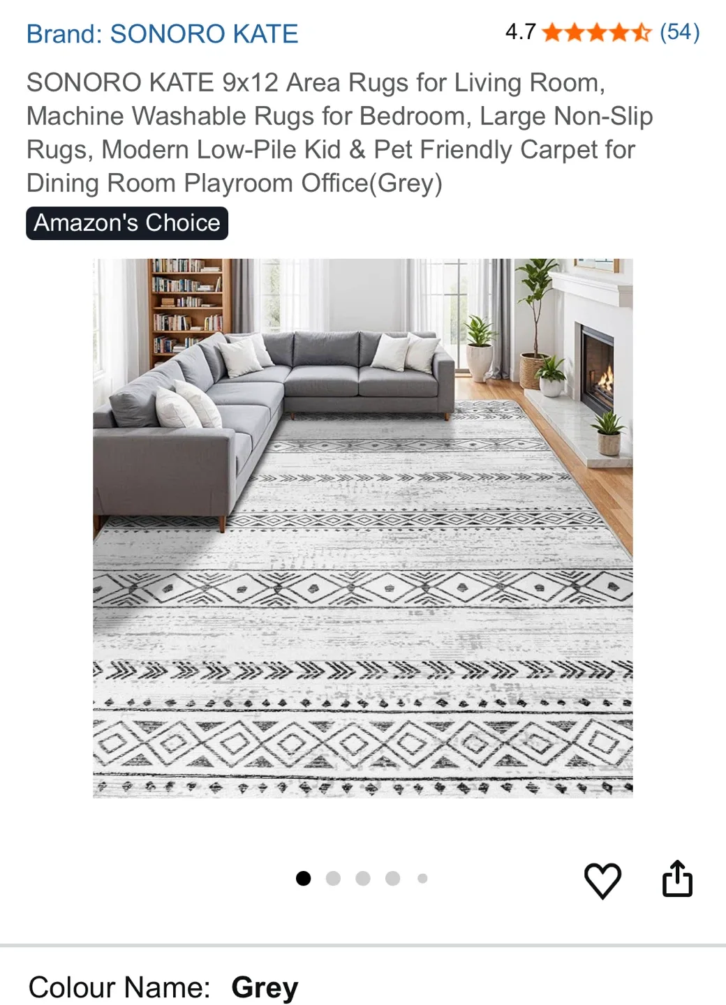 SONORO KATE 9x12 Grey Area Rug