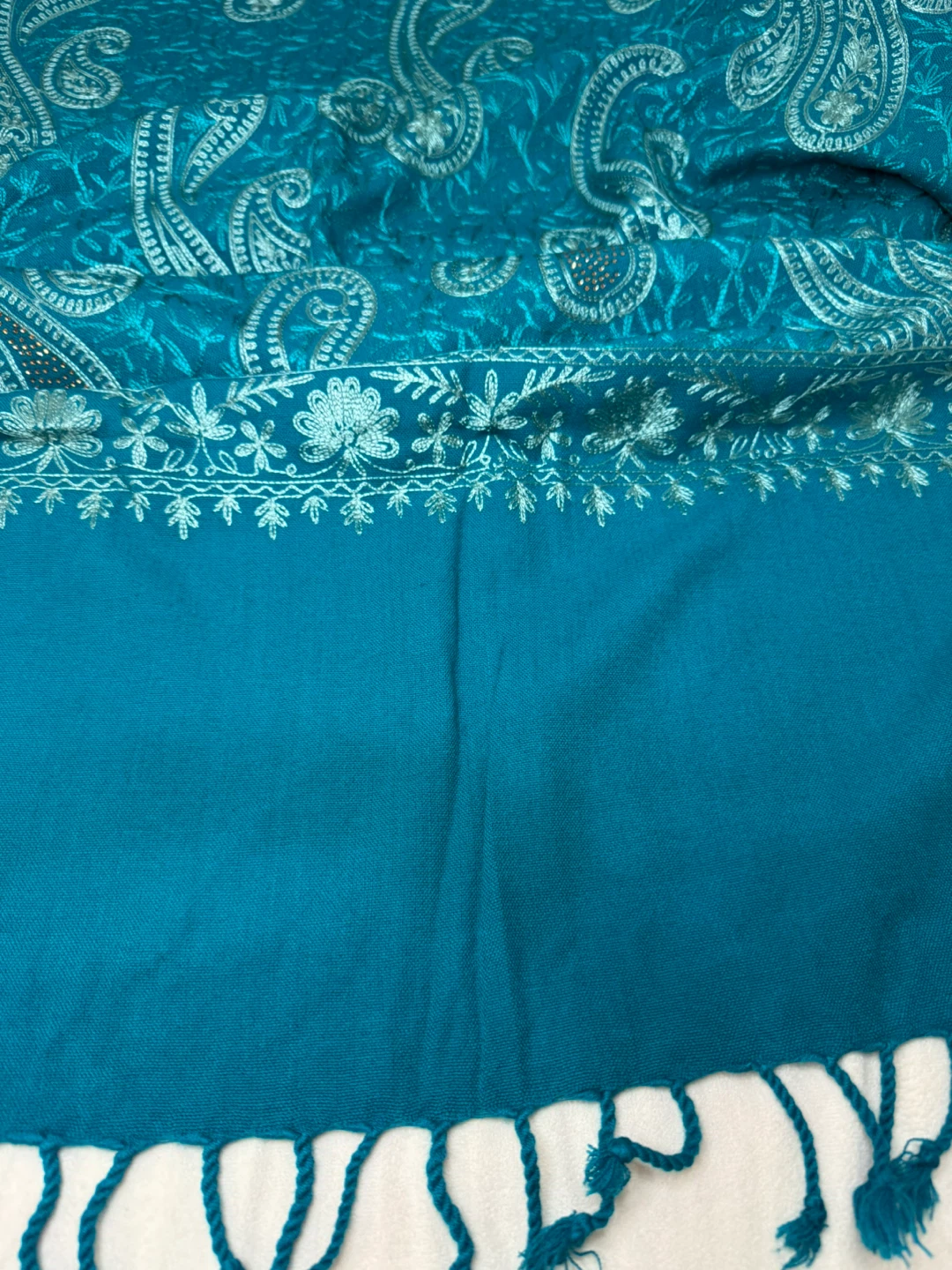 Teal Paisley Pashmina Shawl - photo 3