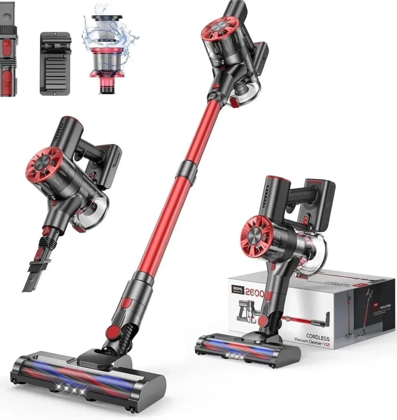 Cordless Vacuum Cleaner V12 - Red/Black