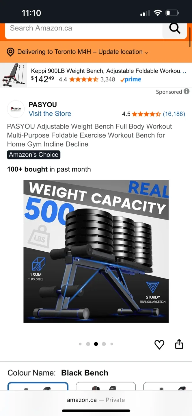 PASYOU Adjustable Weight Bench - Black image indicator(3)