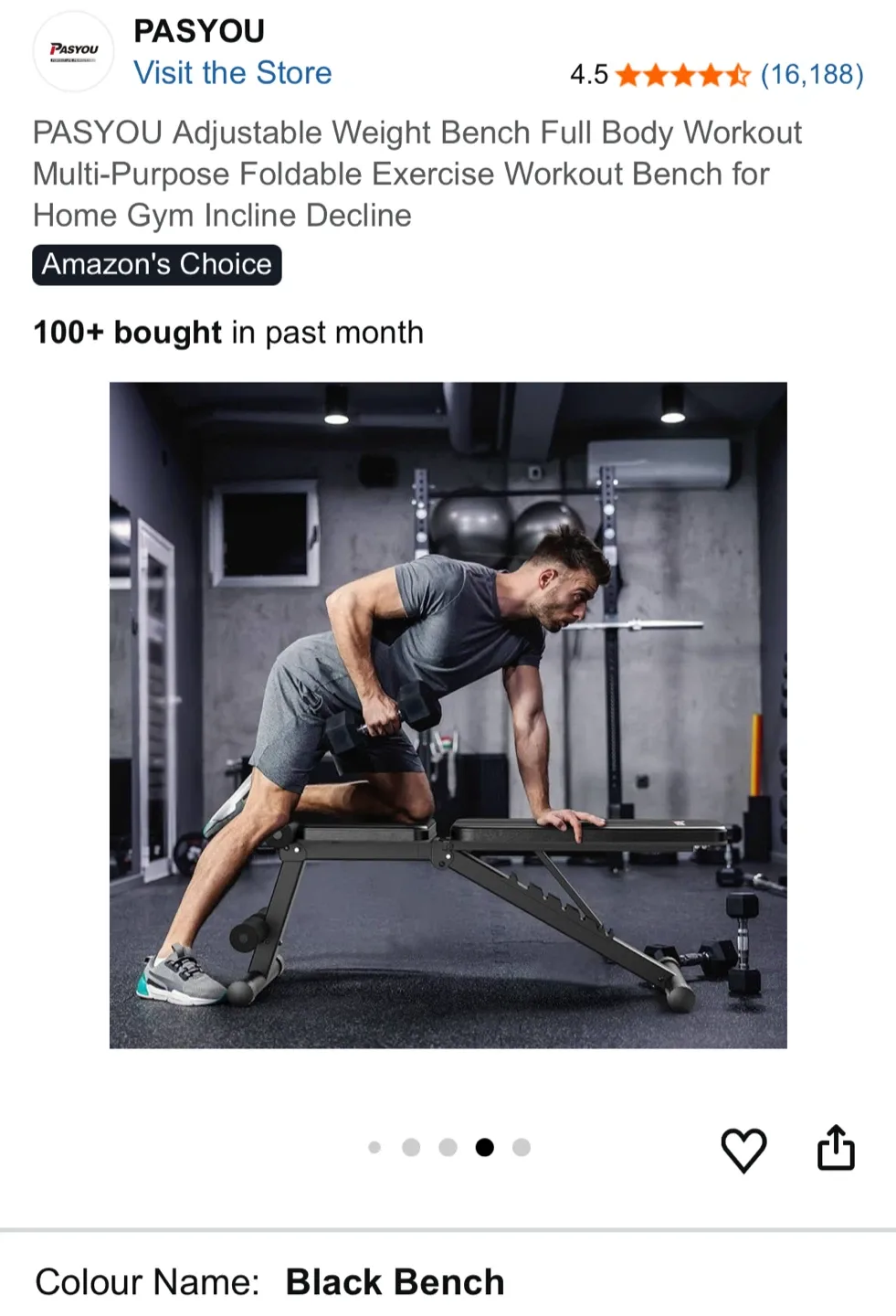 PASYOU Adjustable Weight Bench - Black image indicator(8)